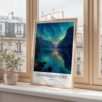 Geirangerfjord Poster - Norway Travel Art - Fjord Aurora Vista Home Decor