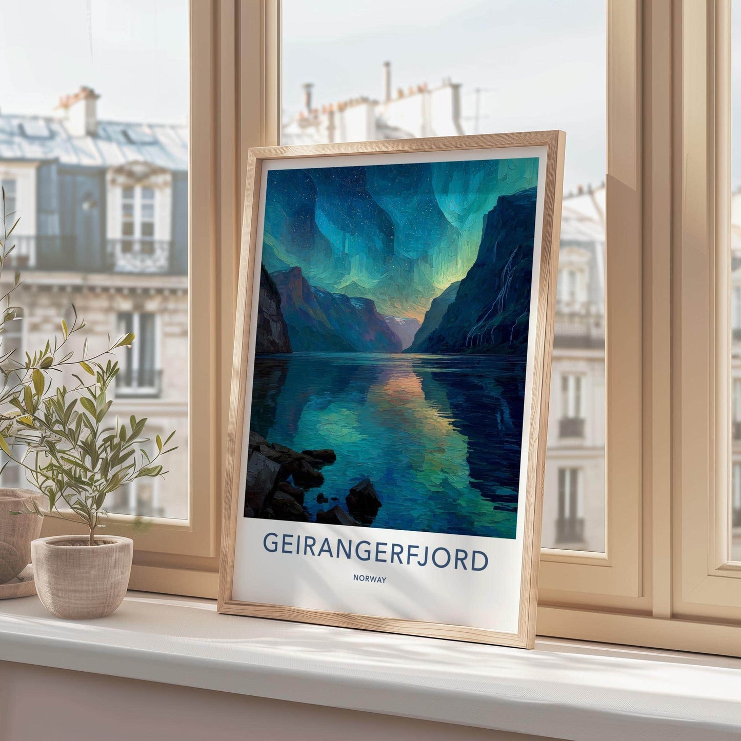 Geirangerfjord Poster - Norway Travel Art - Fjord Aurora Vista Home Decor
