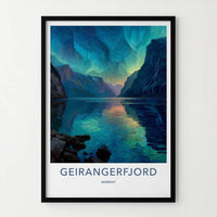 Geirangerfjord Poster - Norway Travel Art - Fjord Aurora Vista Home Decor