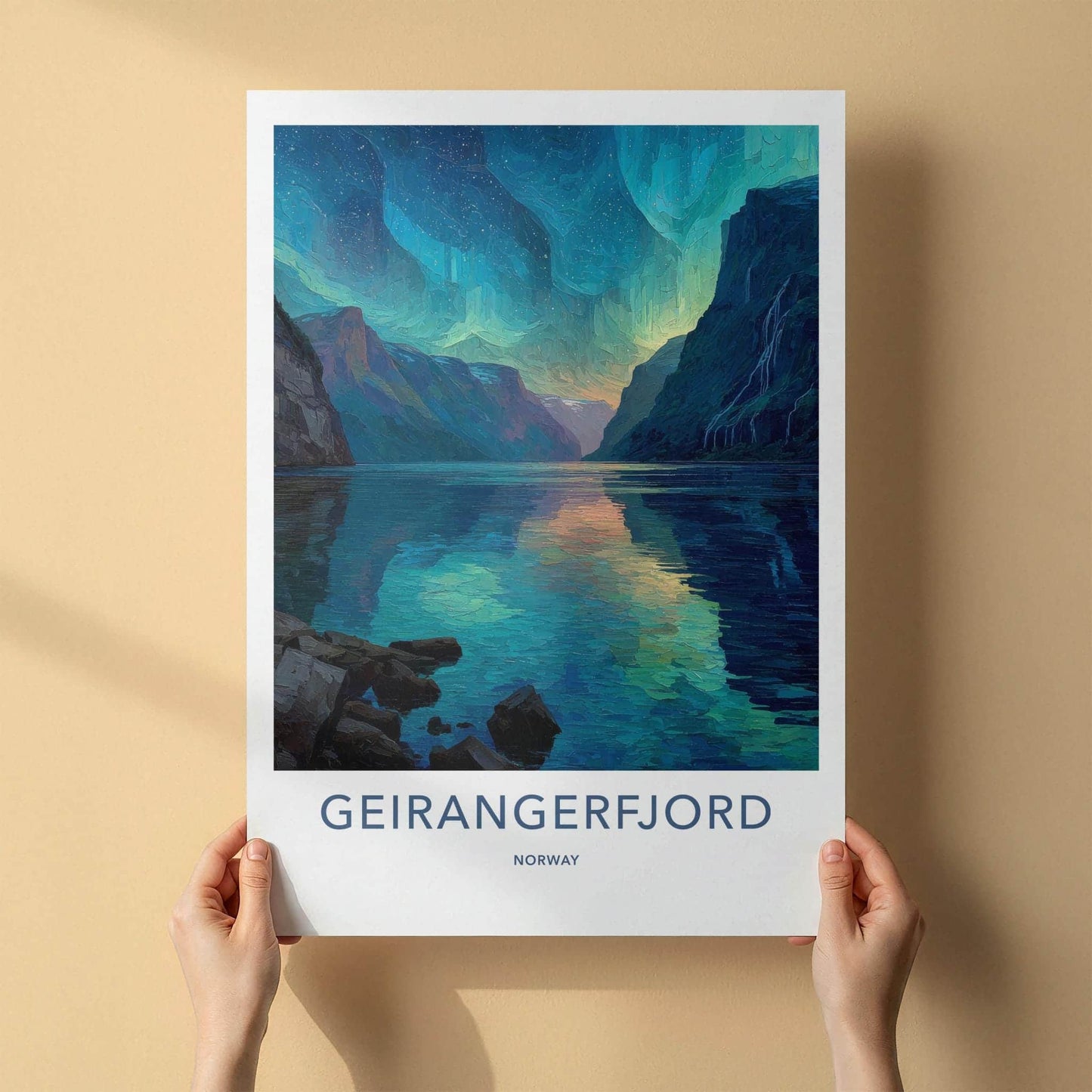 Geirangerfjord Poster - Norway Travel Art - Fjord Aurora Vista Home Decor