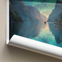 Geirangerfjord Poster - Norway Travel Art - Vibrant Fjord Aurora Home Decor