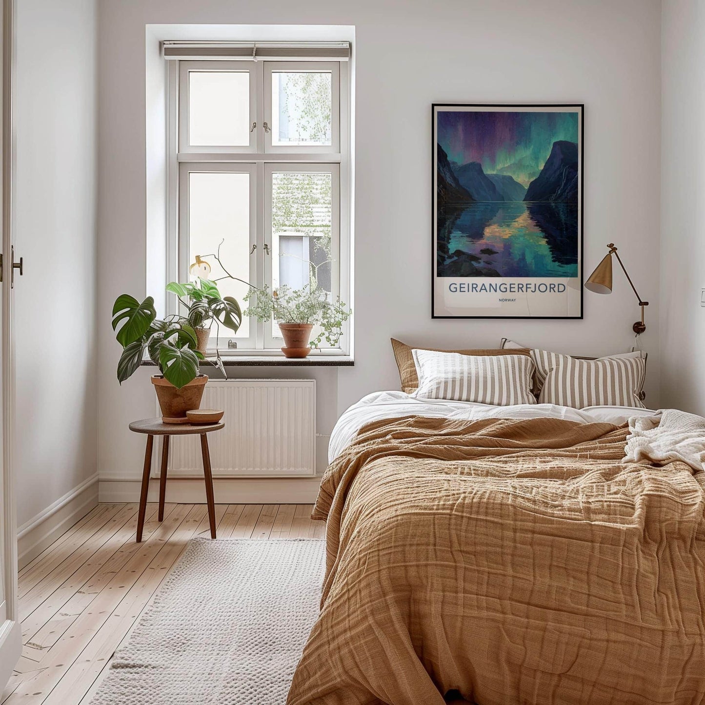 Geirangerfjord Poster - Norway Travel Art - Vibrant Northern Lights Home Decor