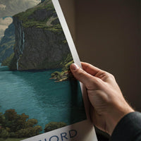 Geirangerfjord Poster - Norway Wall Art - Emerald Fjord Cliffs Home Decor