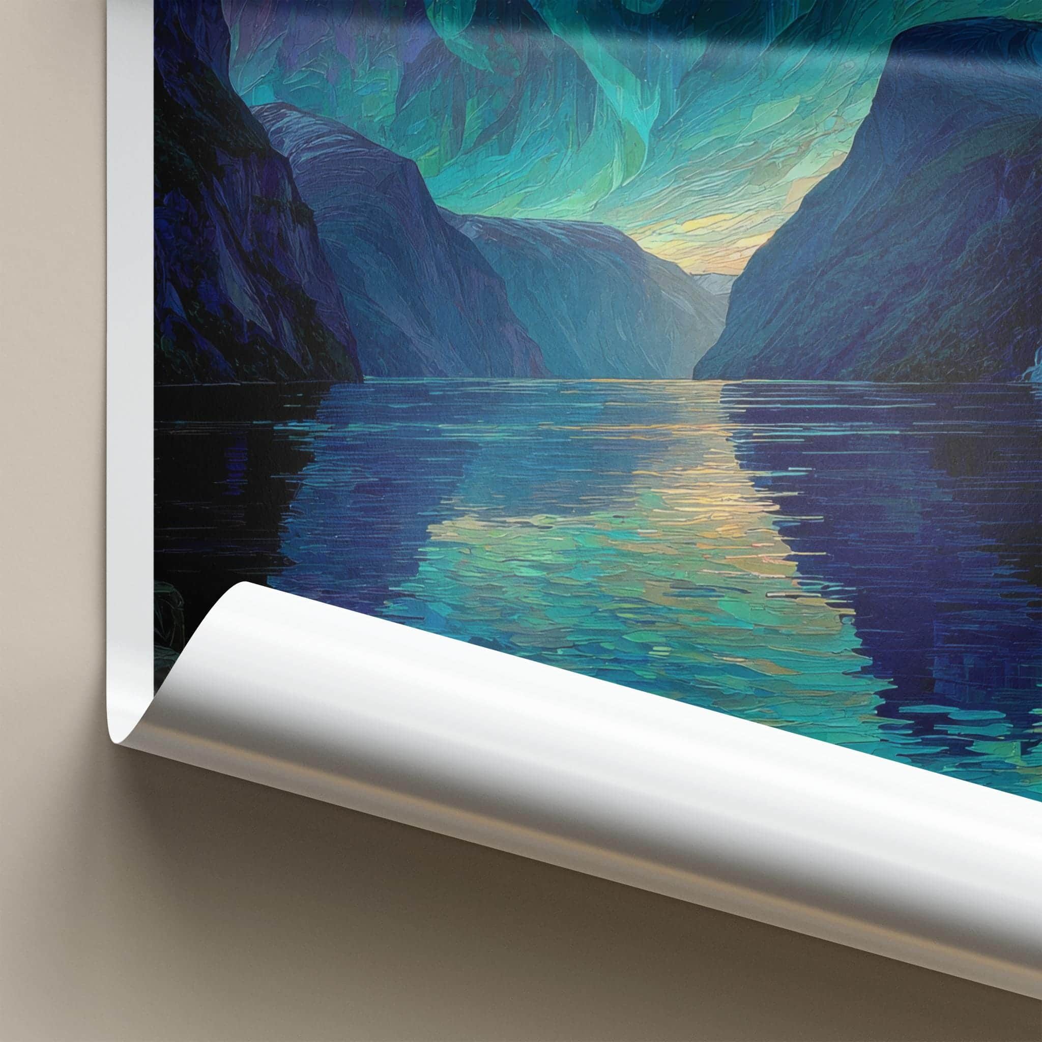 Geirangerfjord Poster - Norway Wall Art - Vibrant Fjord Aurora Home Decor