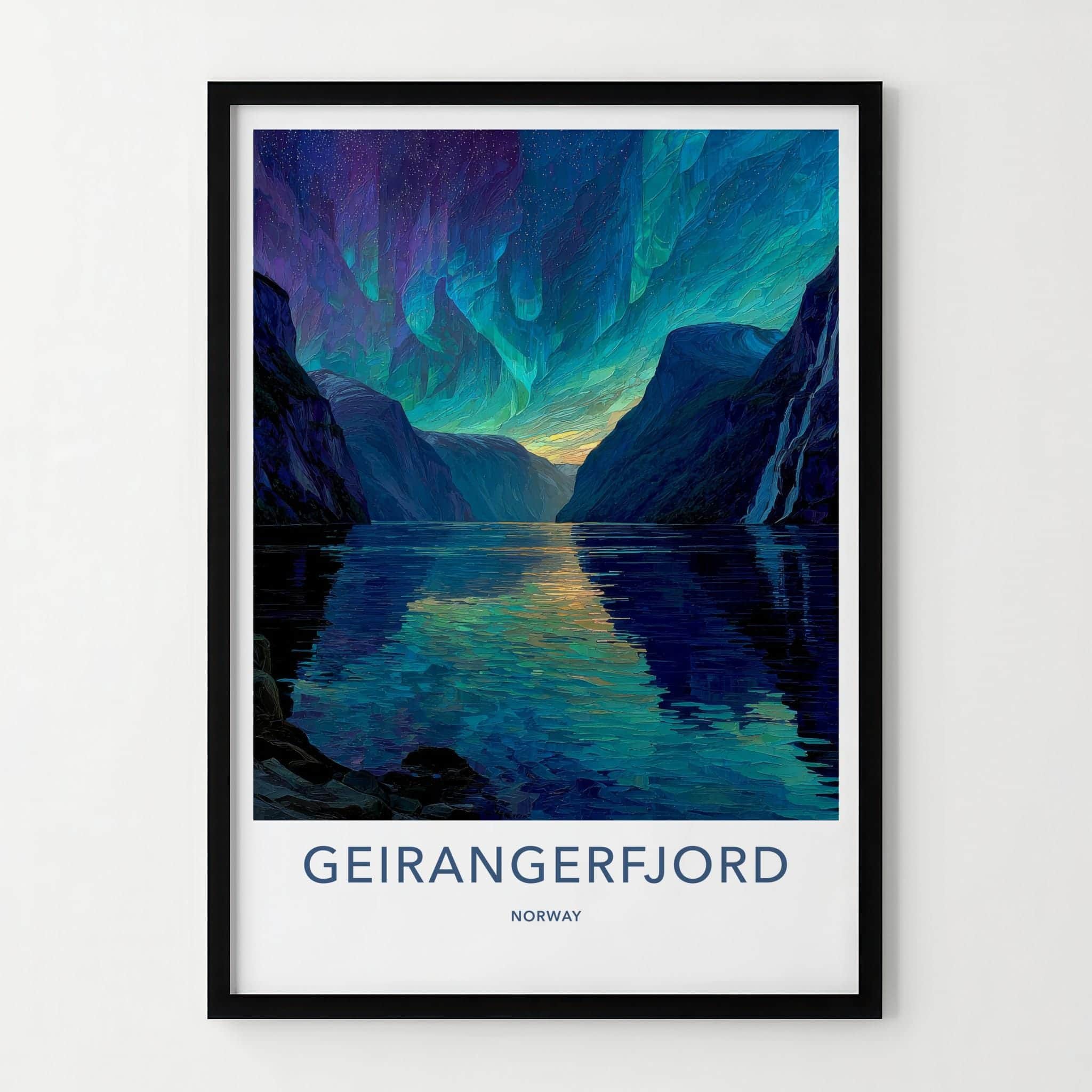 Geirangerfjord Poster - Norway Wall Art - Vibrant Fjord Aurora Home Decor