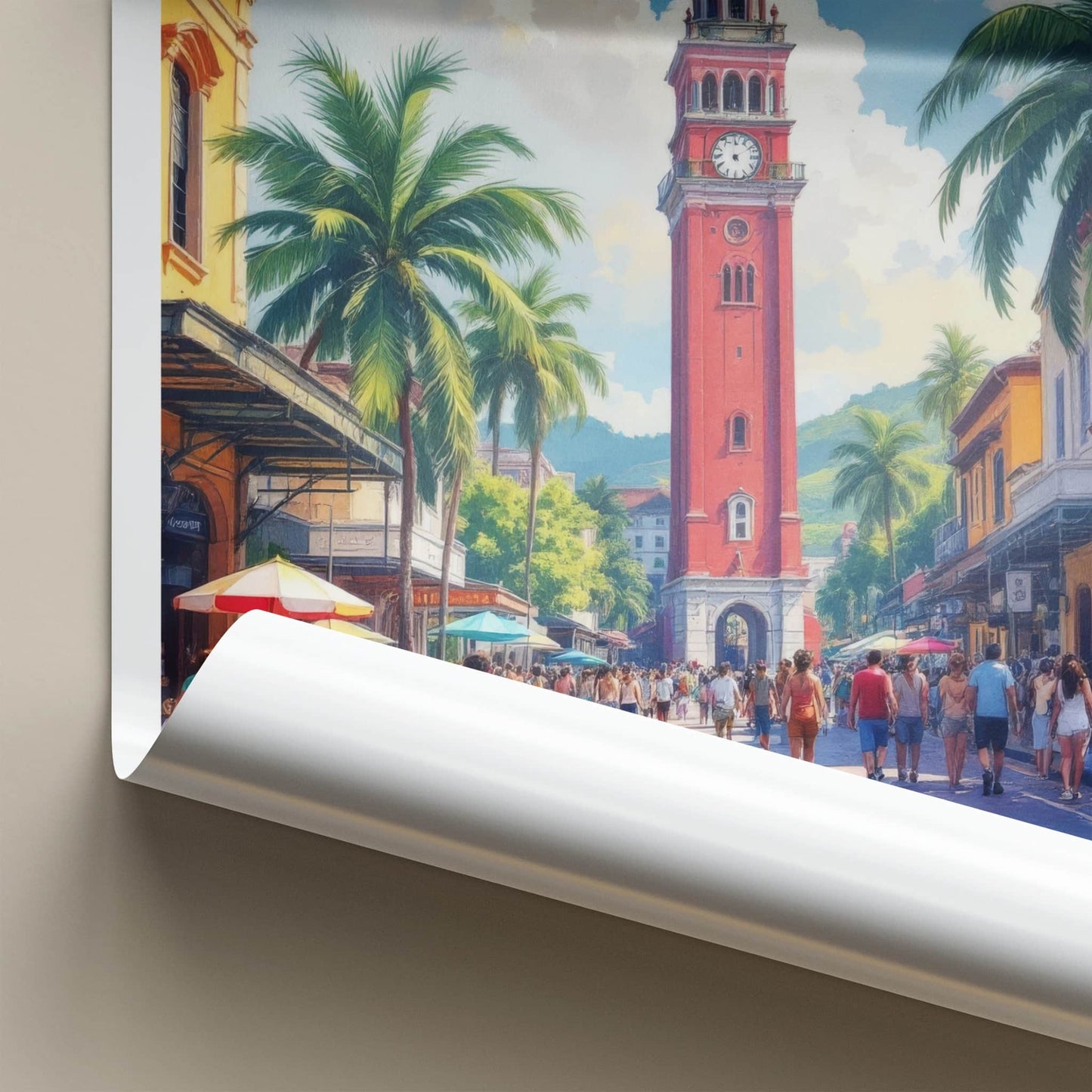 Georgetown Poster - Guyana Travel Art Red Clock Tower Home Decor