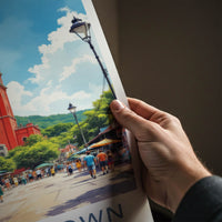 Georgetown Poster - Guyana Travel Art - Vibrant Red Clock Tower Wall Decor