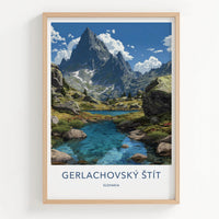 Gerlachovsky Stit Poster - Slovakia Travel Art - Blue Alpine Lake Wall Decor
