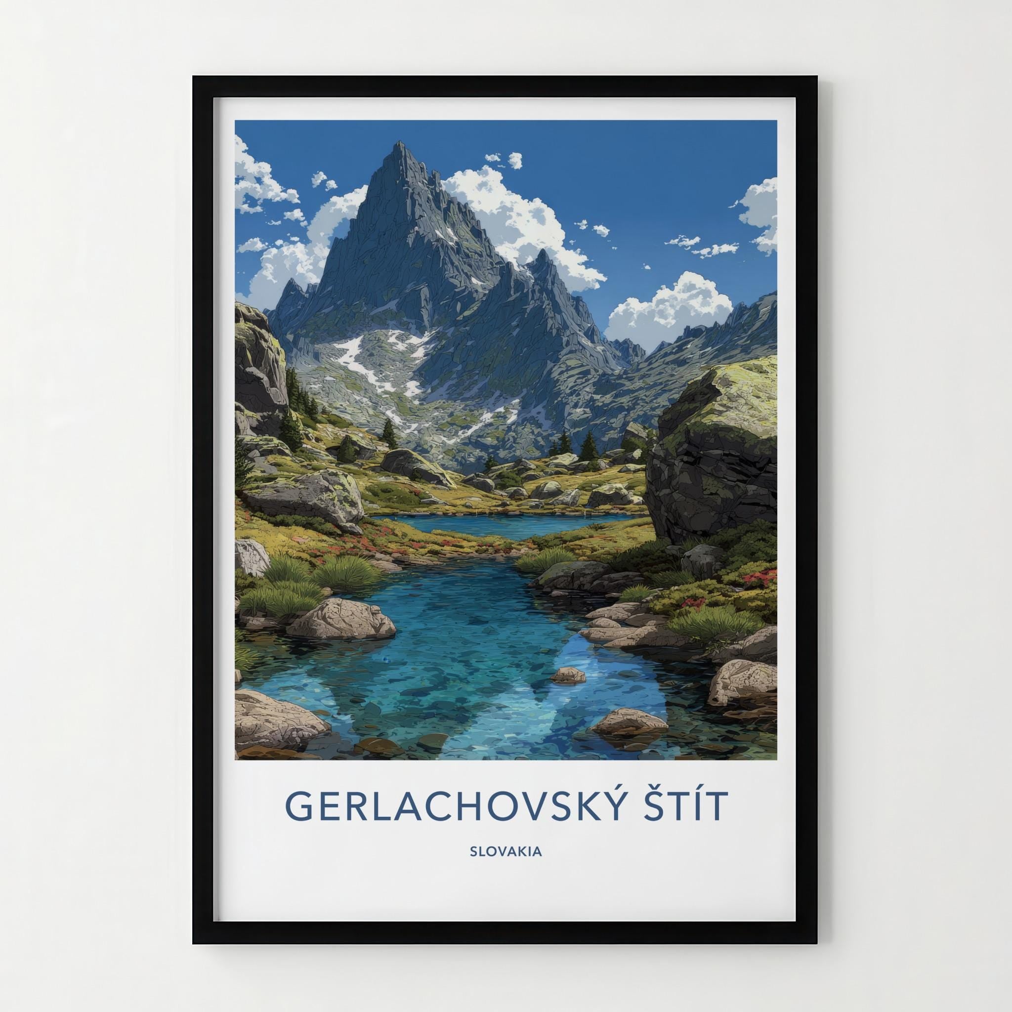 Gerlachovsky Stit Poster - Slovakia Travel Art - Blue Alpine Lake Wall Decor