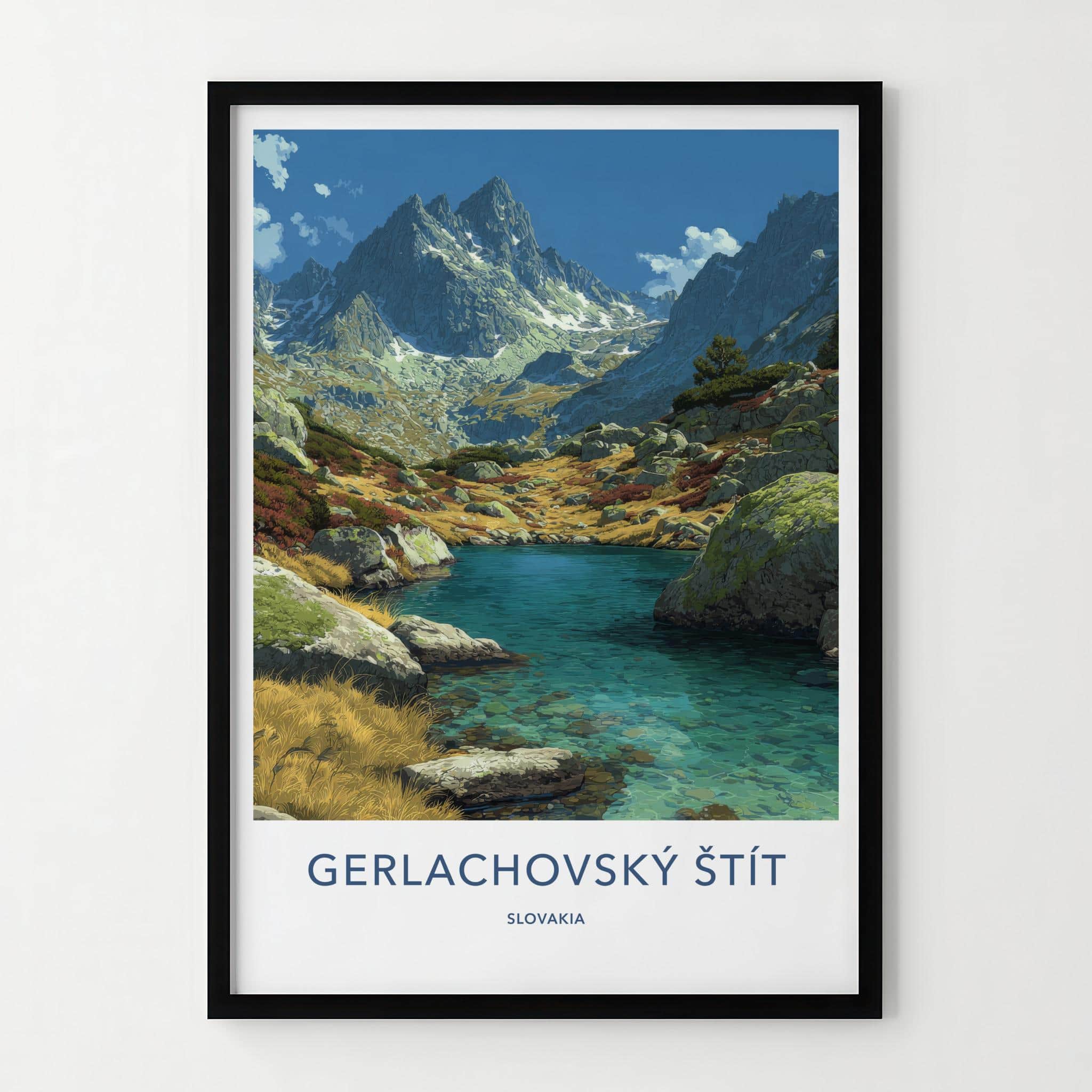 Gerlachovsky Stit Poster - Slovakia Travel Art - Clear Lake Mountains Home Decor