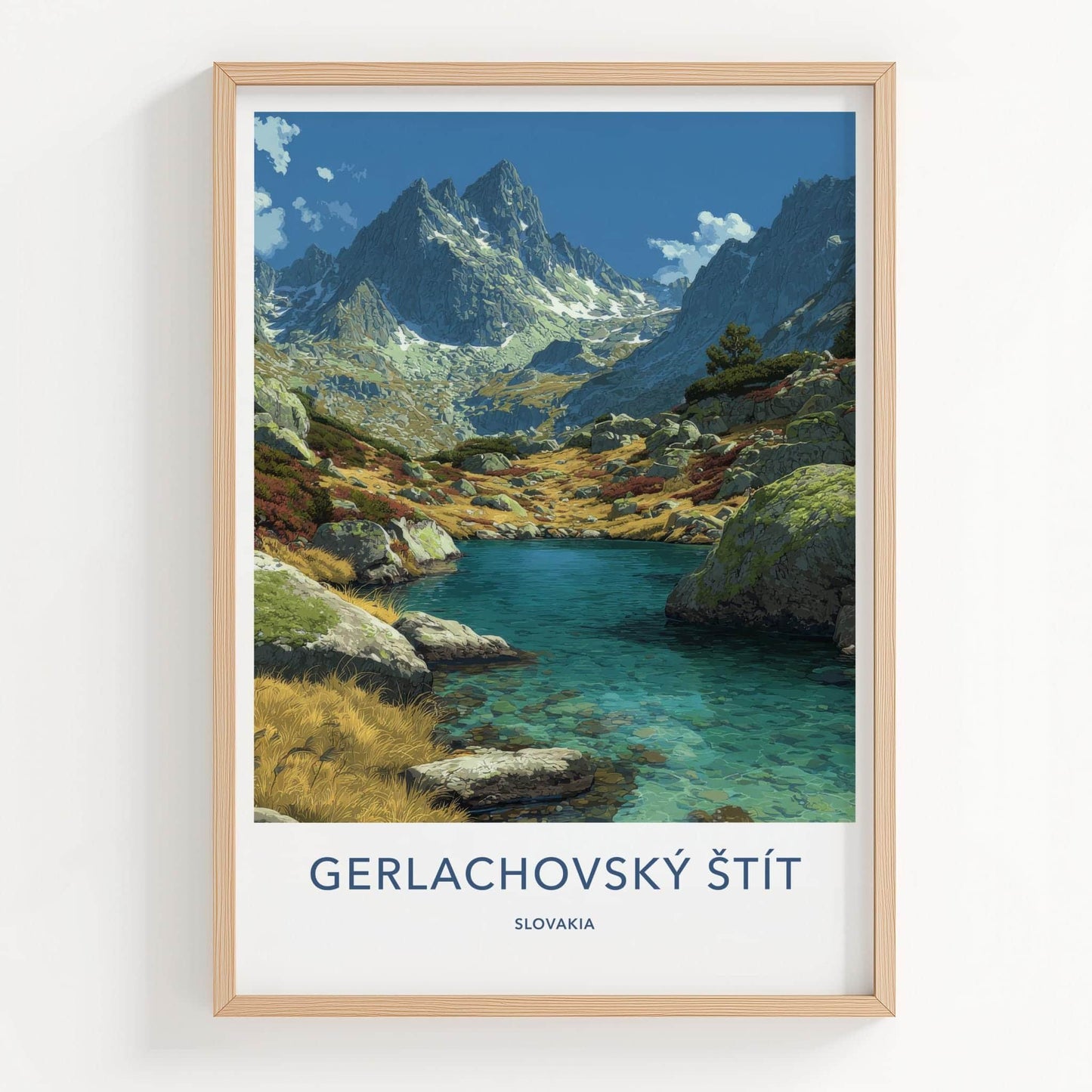 Gerlachovsky Stit Poster - Slovakia Travel Art - Clear Lake Mountains Home Decor