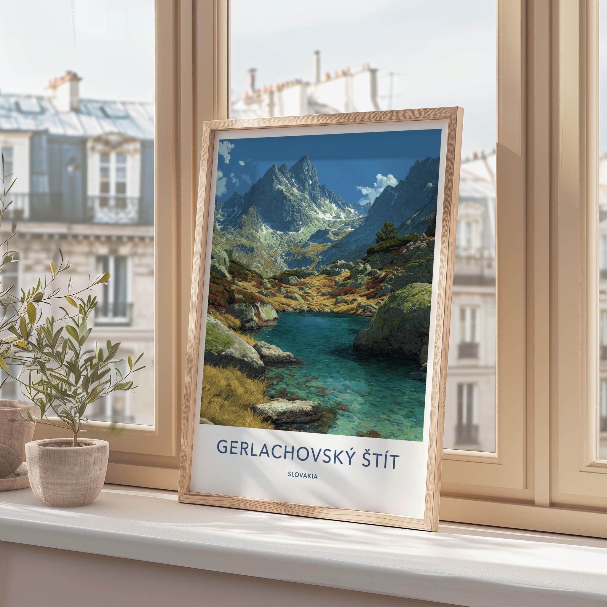 Gerlachovsky Stit Poster - Slovakia Travel Art - Clear Lake Mountains Home Decor