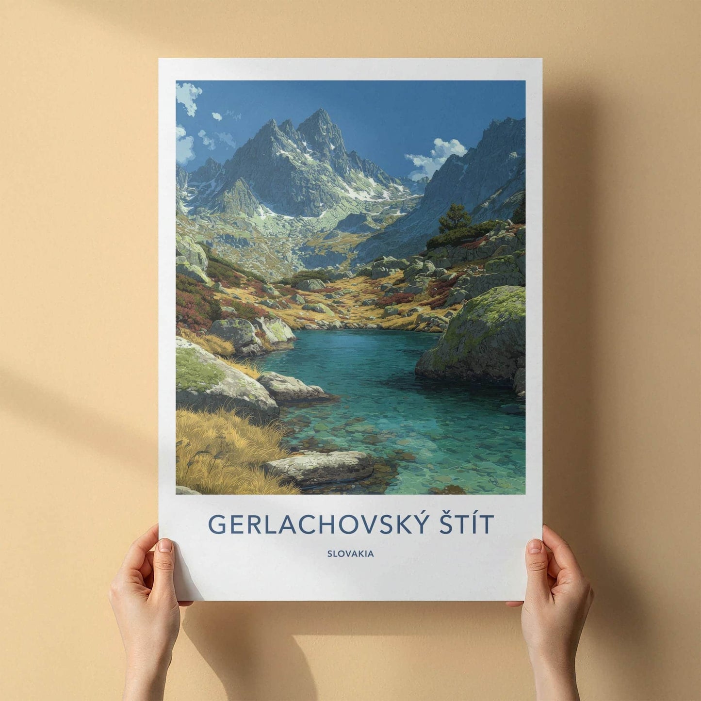 Gerlachovsky Stit Poster - Slovakia Travel Art - Clear Lake Mountains Home Decor