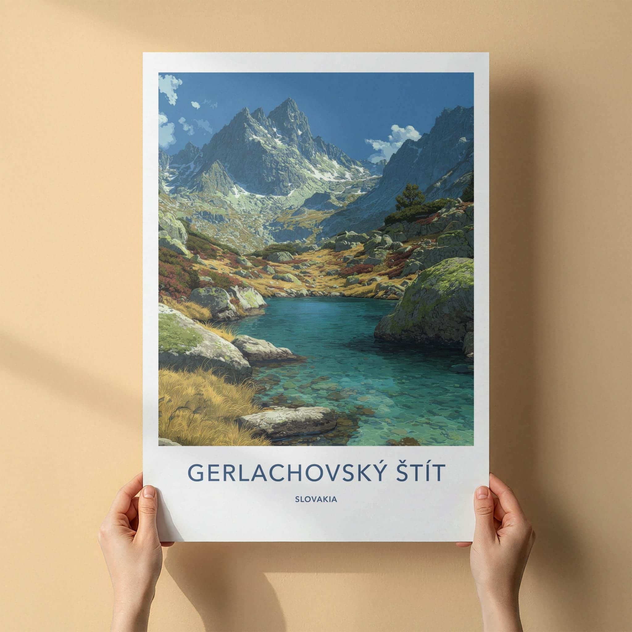 Gerlachovsky Stit Poster - Slovakia Travel Art - Clear Lake Mountains Home Decor