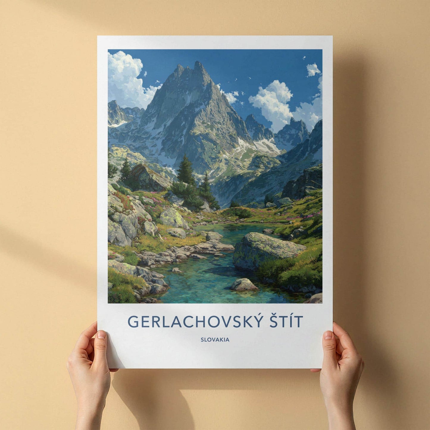 Gerlachovsky Stit Poster - Slovakia Travel Art - Rocky Alpine Lake Home Decor