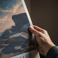 Gertrude Valley Poster - New Zealand Travel Art - Rocky Path Cloudy Home Decor