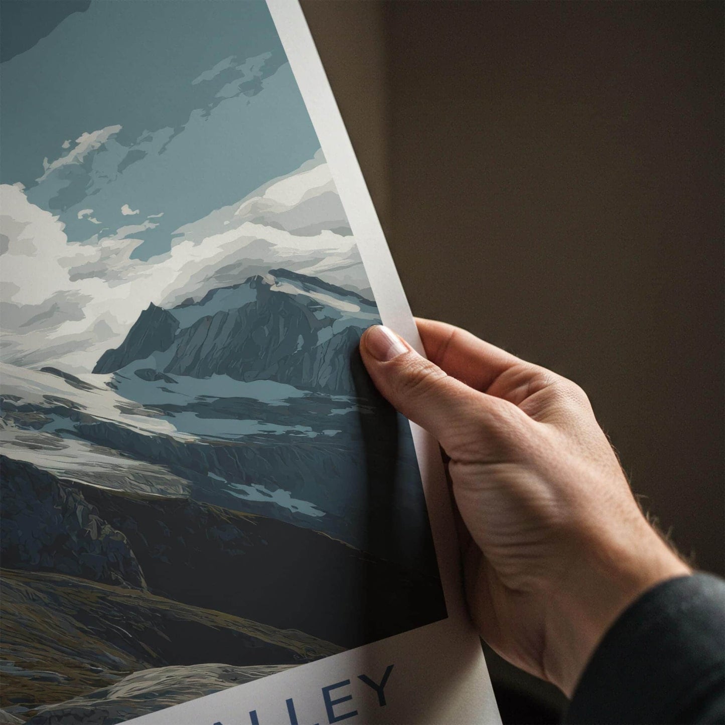 Gertrude Valley Poster - New Zealand Travel Art - Rugged Mountain Peaks Home Decor