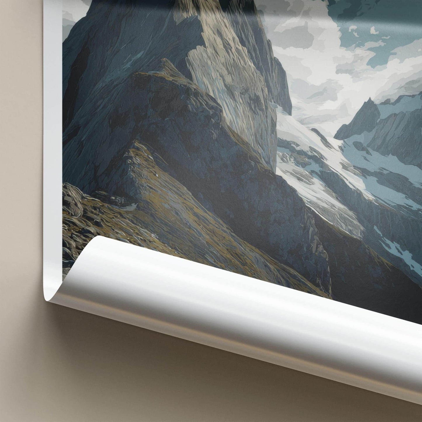 Gertrude Valley Poster - New Zealand Travel Art - Rugged Mountain Peaks Home Decor