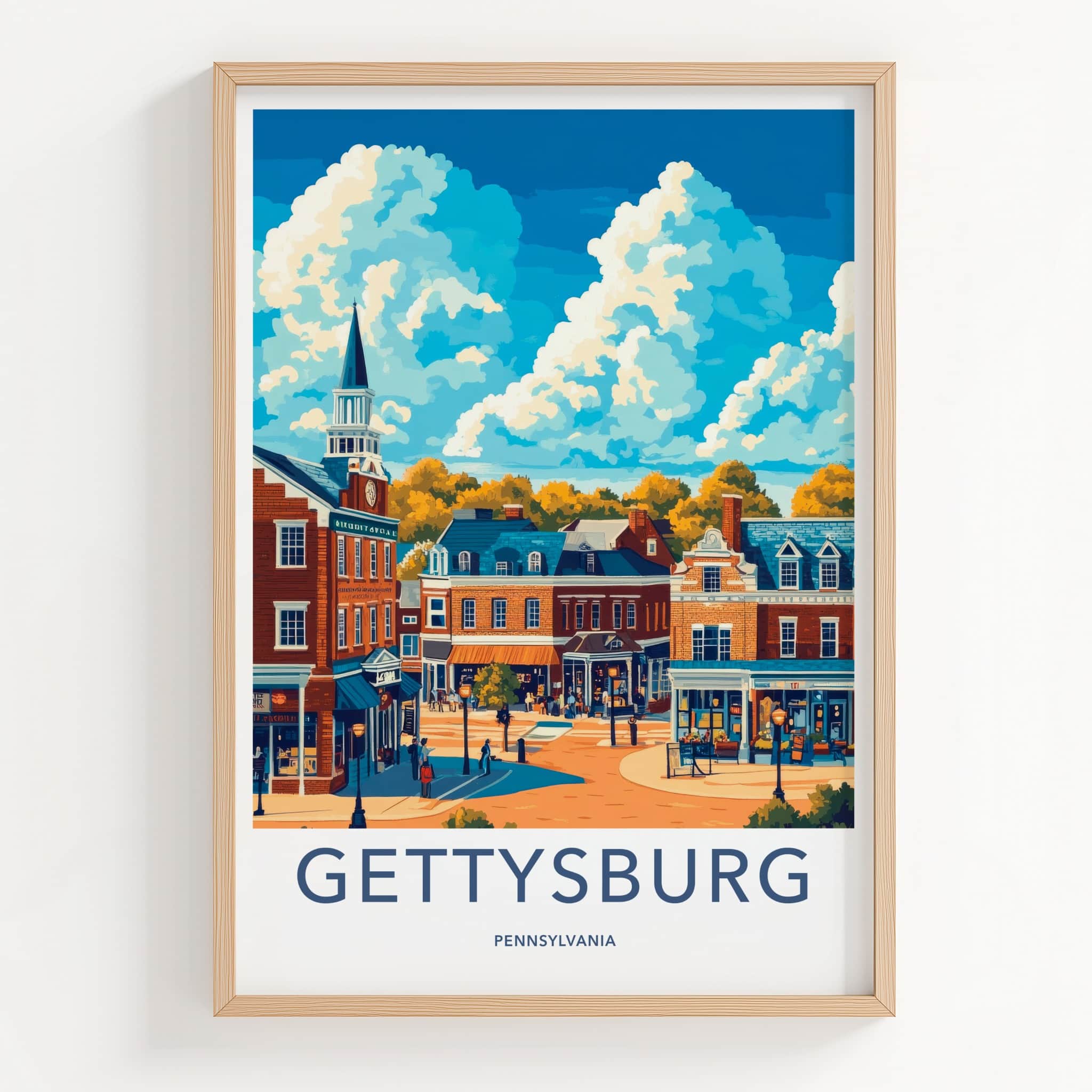 Gettysburg Poster - Pennsylvania Travel Art - Historic Town Square Home Decor