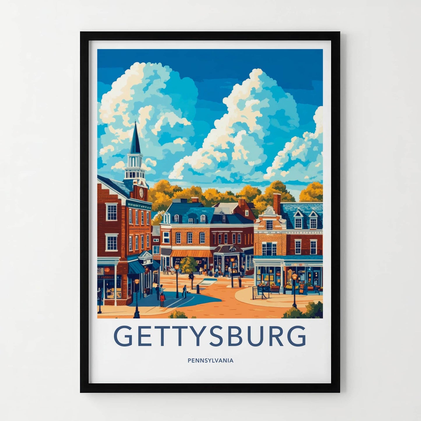 Gettysburg Poster - Pennsylvania Travel Art - Historic Town Square Home Decor