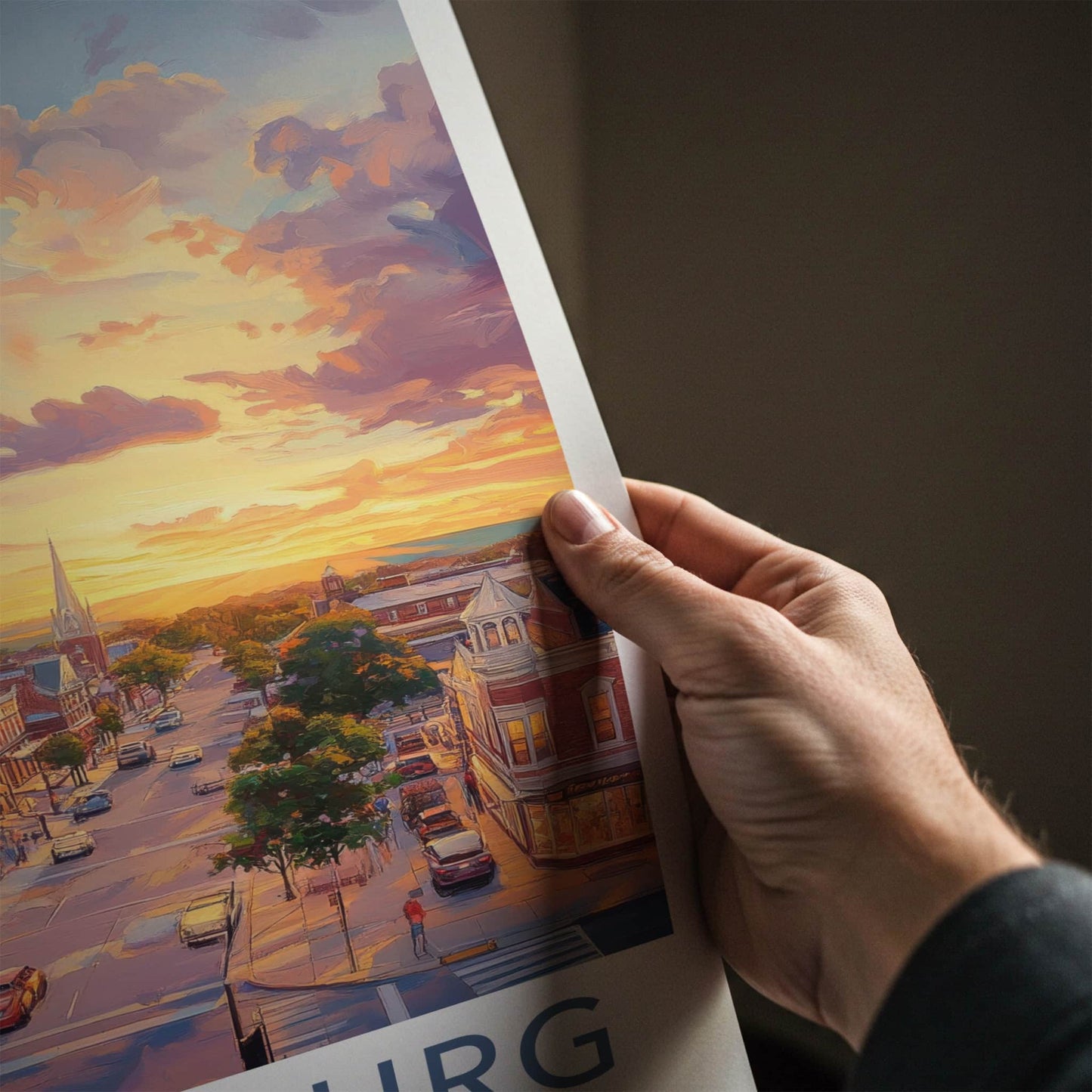 Gettysburg Poster - Pennsylvania Travel Art - Warm Streetscape Sunset Home Decor