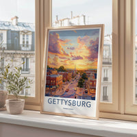 Gettysburg Poster - Pennsylvania Travel Art - Warm Streetscape Sunset Home Decor