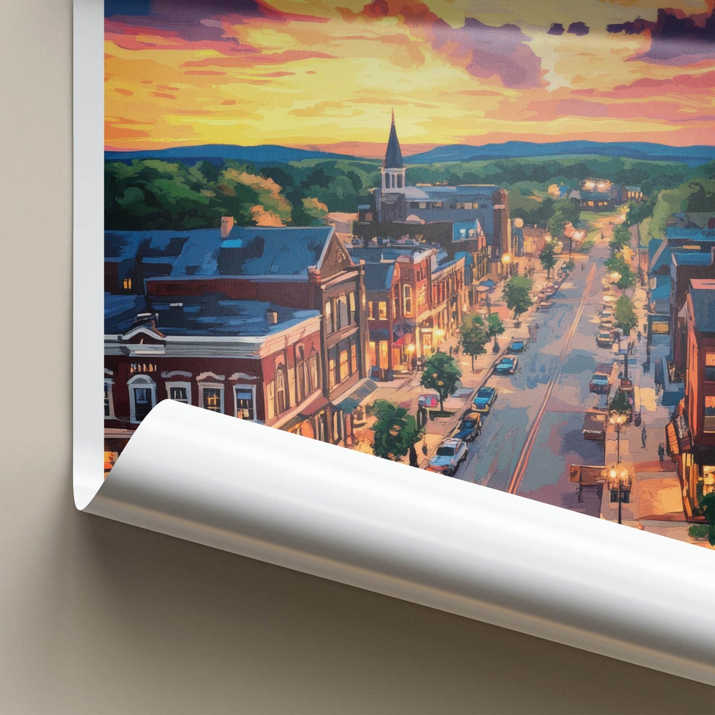 Gettysburg Poster - Pennsylvania Wall Art - Vibrant Street Sunset Home Decor