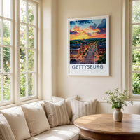 Gettysburg Poster - Pennsylvania Wall Art - Vibrant Street Sunset Home Decor