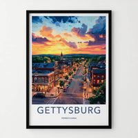Gettysburg Poster - Pennsylvania Wall Art - Vibrant Street Sunset Home Decor