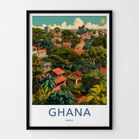 Ghana Poster - Africa Wall Art - Lush Tropical Buildings Home Decor