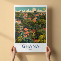 Ghana Poster - Africa Wall Art - Lush Tropical Buildings Home Decor