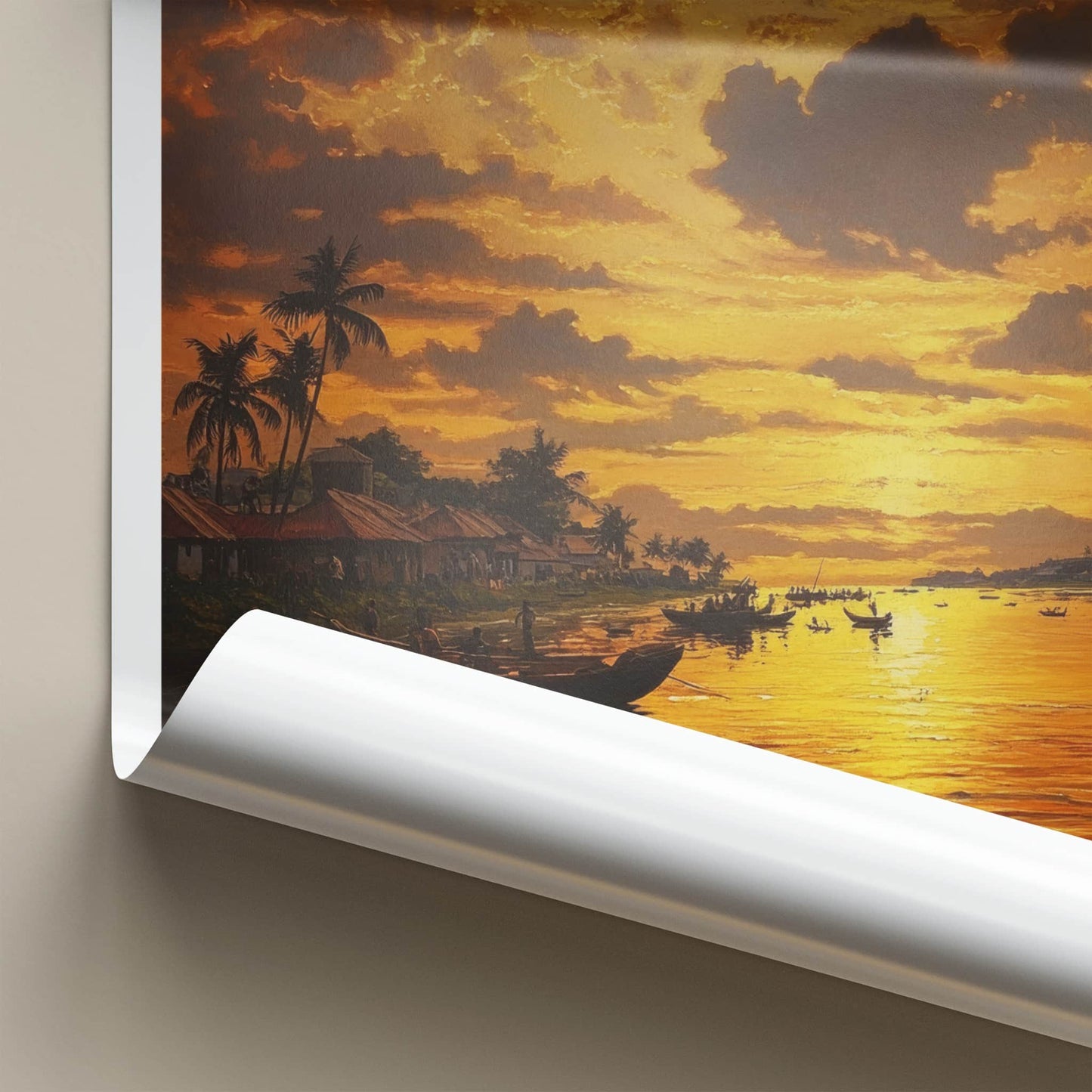 Ghana Poster - Ghana Framed Print - Golden Water Sunset Framed Decor