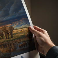 Ghana Poster - Ghana Travel Art - African Sunset Elephants Home Decor