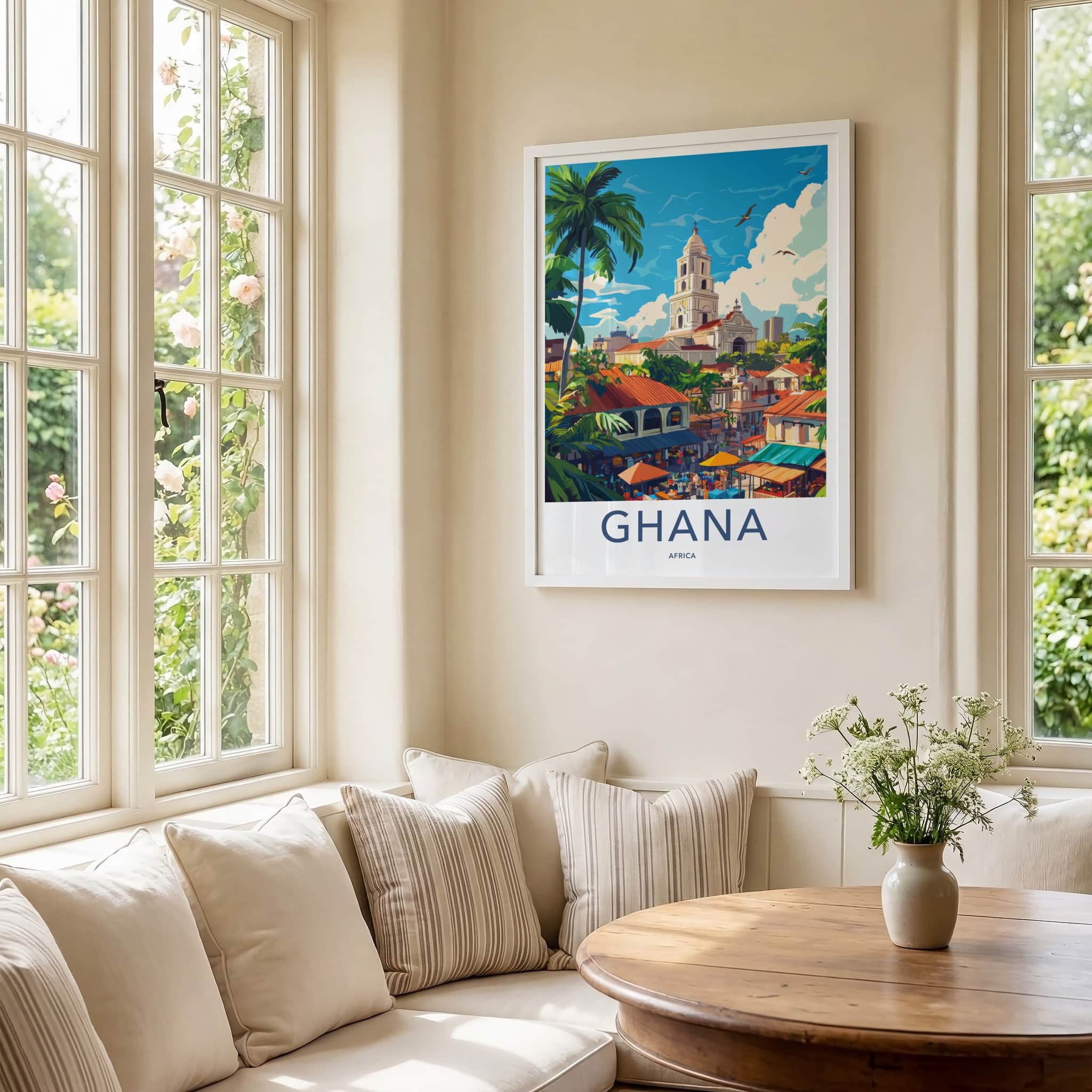 Ghana Poster - Ghana Travel Art - Tropical Coastal Scene Home Decor