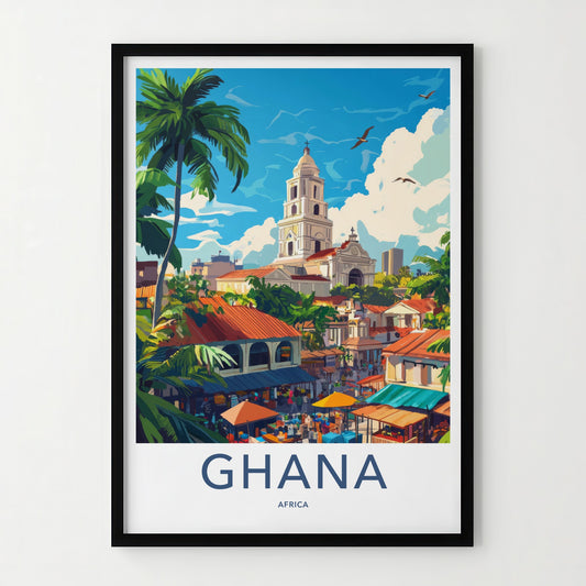 Ghana Poster - Ghana Travel Art - Tropical Coastal Scene Home Decor