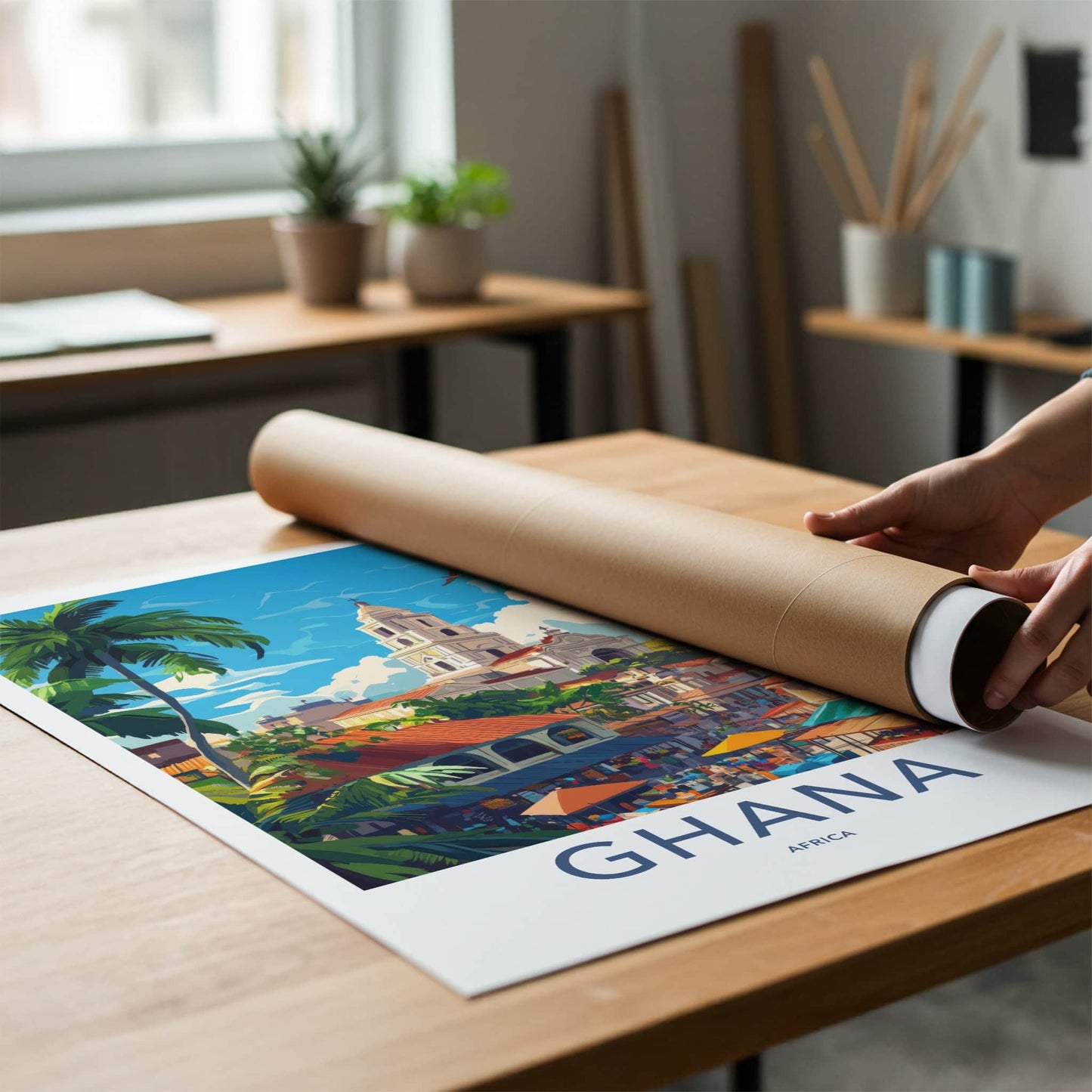 Ghana Poster - Ghana Travel Art - Tropical Coastal Scene Home Decor