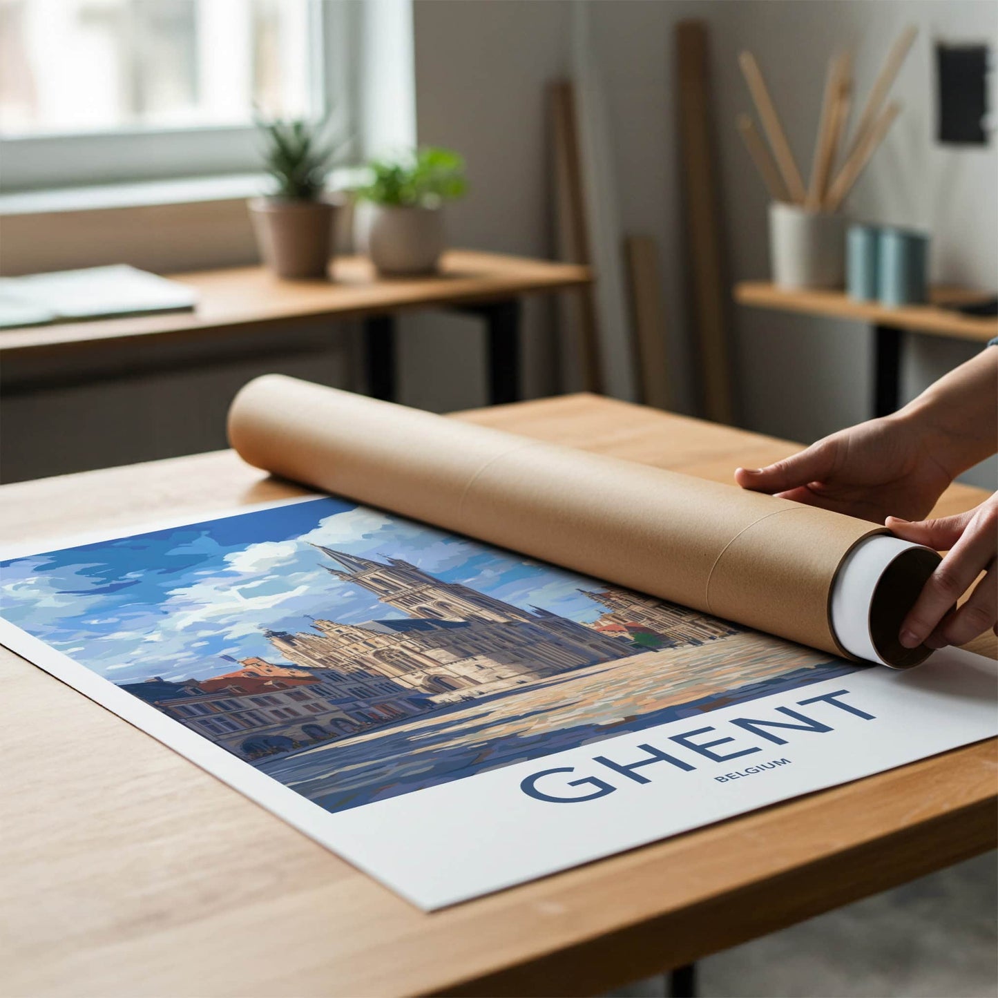 Ghent Poster - Belgium Travel Art - Historic City Square Home Decor