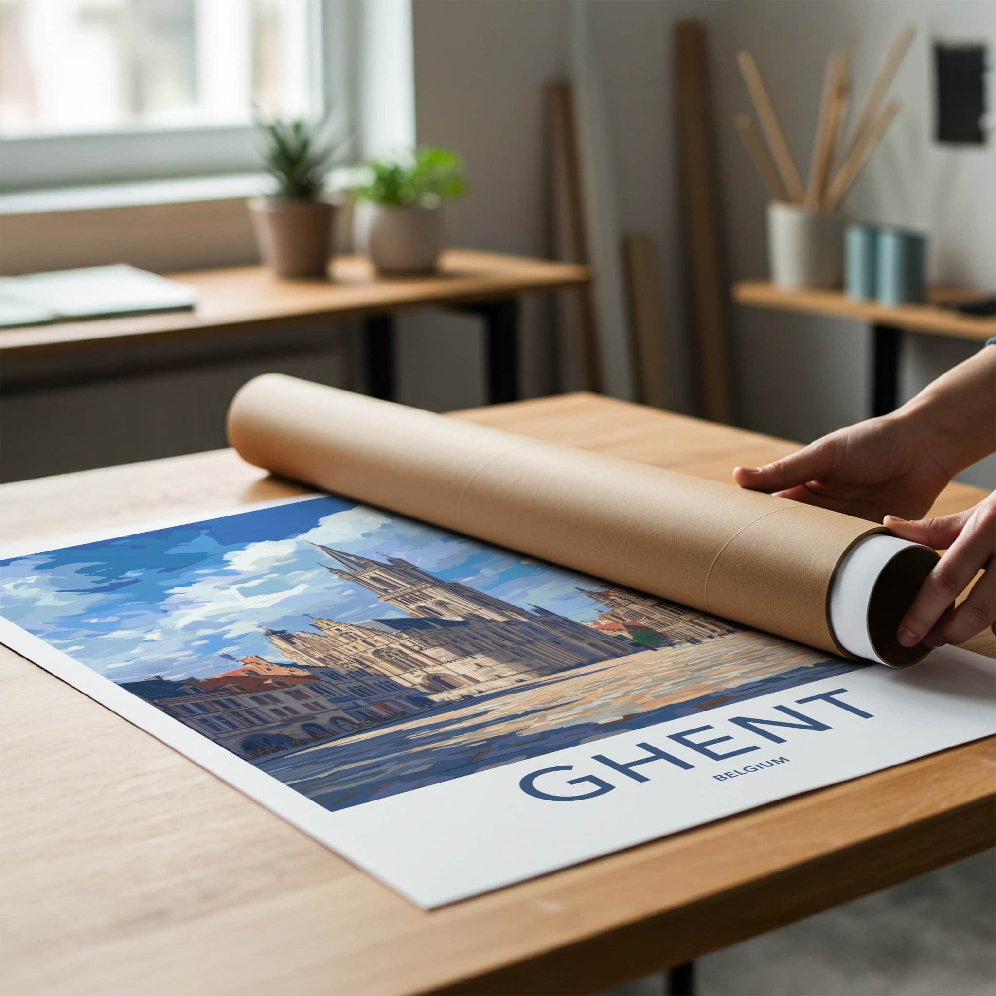 Ghent Poster - Belgium Travel Art - Historic City Square Home Decor