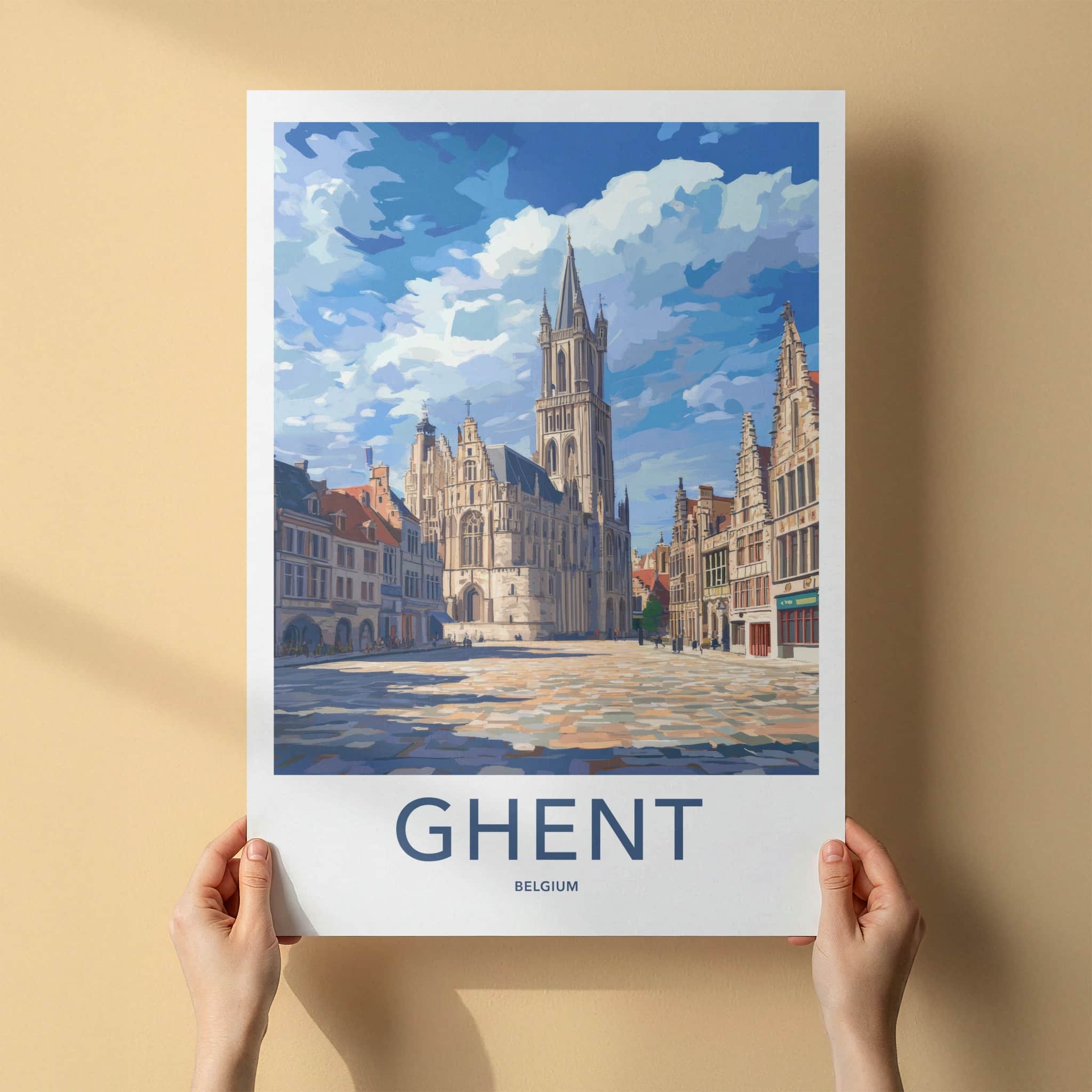Ghent Poster - Belgium Travel Art - Historic City Square Home Decor