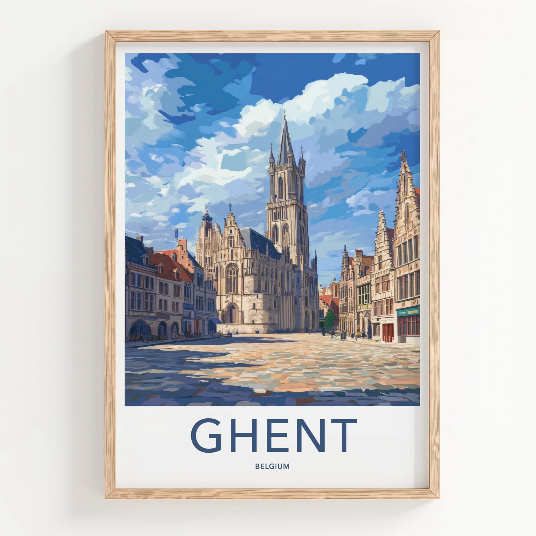 Ghent Poster - Belgium Travel Art - Historic City Square Home Decor