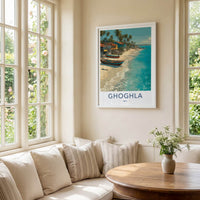 Ghoghla Poster - India Travel Print - Colorful Coastal Boats Wall Decor