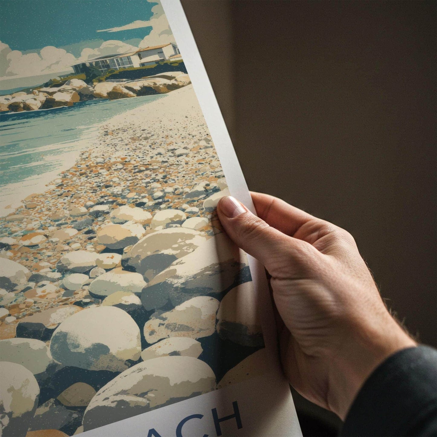Gialos Beach Poster - Greece Travel Art - Pebble Beach Oceanfront Home Decor
