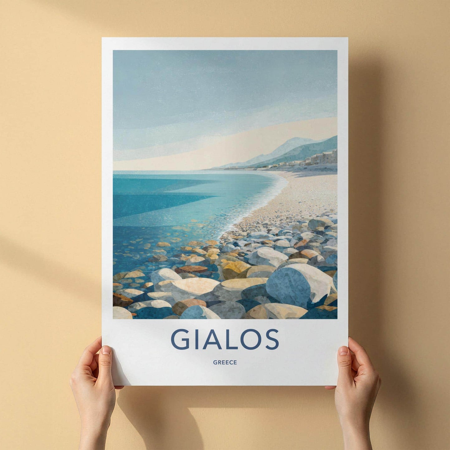 Gialos Poster - Greece Travel Art - Pebble Beach Shore Home Decor