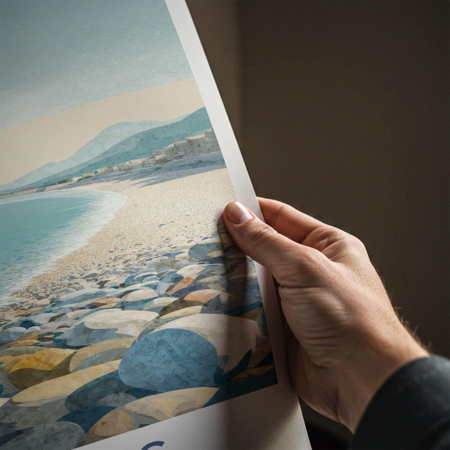 Gialos Poster - Greece Travel Art - Pebble Beach Shore Home Decor