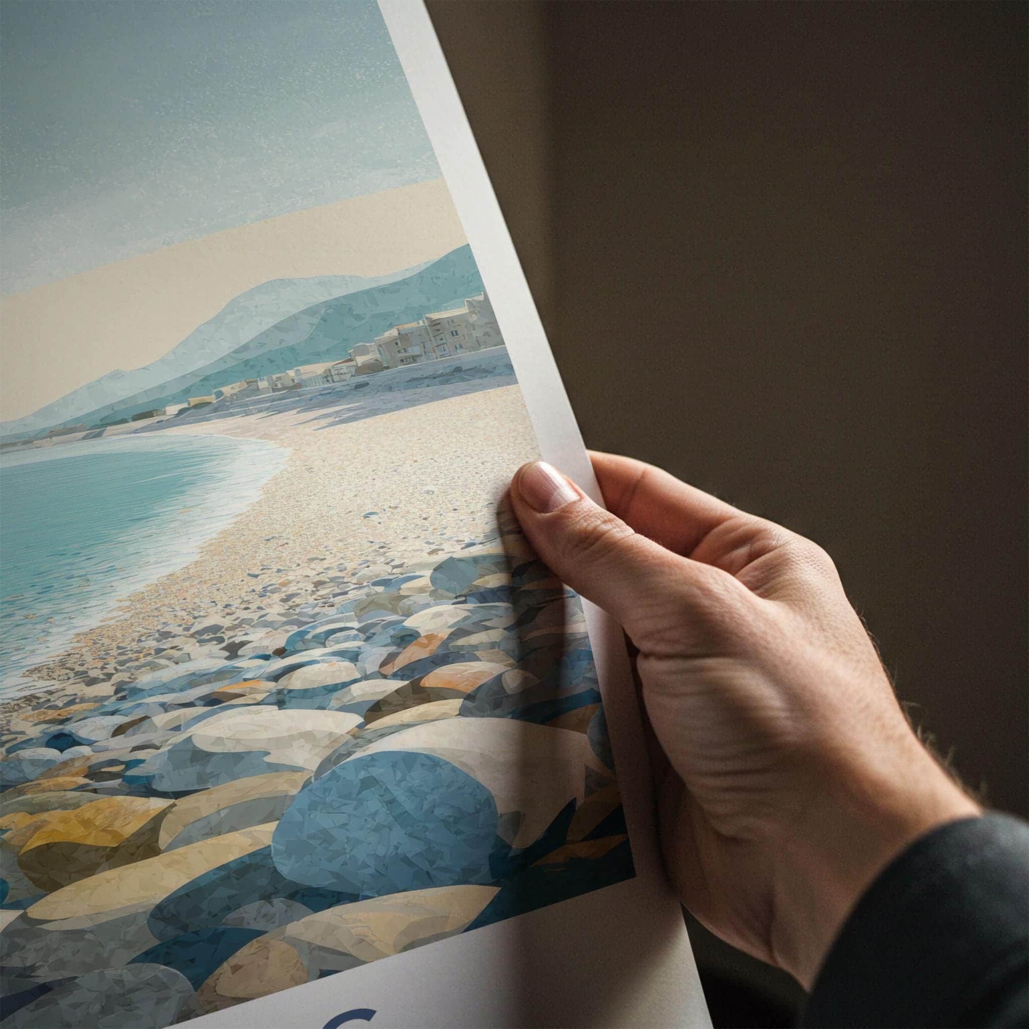 Gialos Poster - Greece Travel Art - Pebble Beach Shore Home Decor