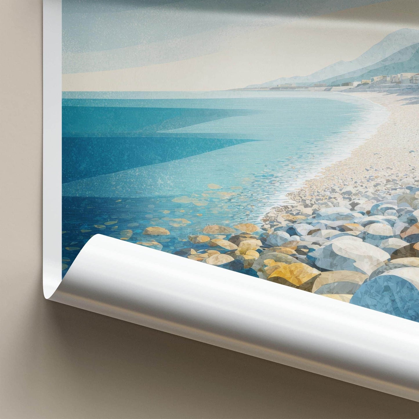 Gialos Poster - Greece Travel Art - Pebble Beach Shore Home Decor