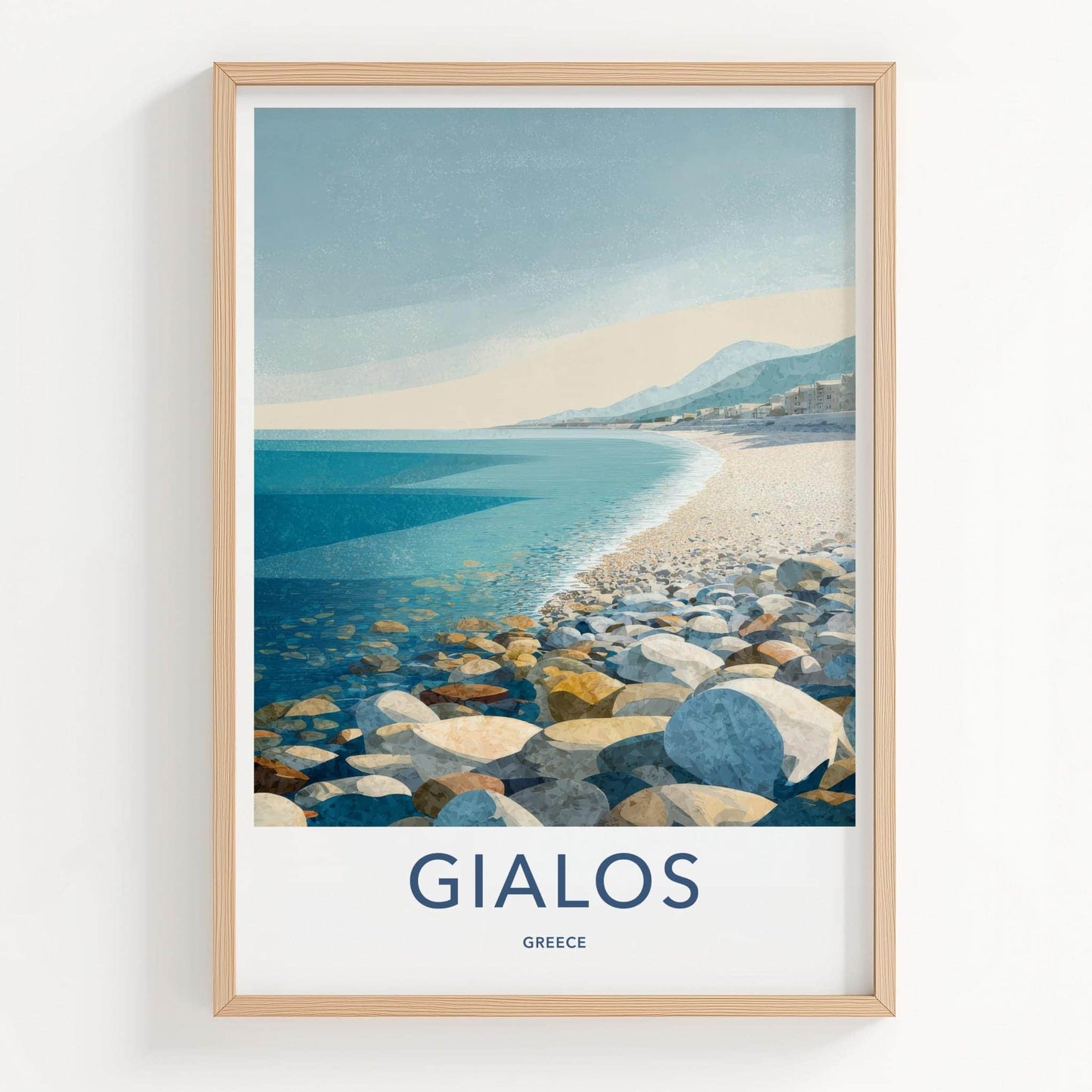 Gialos Poster - Greece Travel Art - Pebble Beach Shore Home Decor