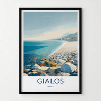 Gialos Poster - Greece Travel Art - Pebble Beach Shore Home Decor