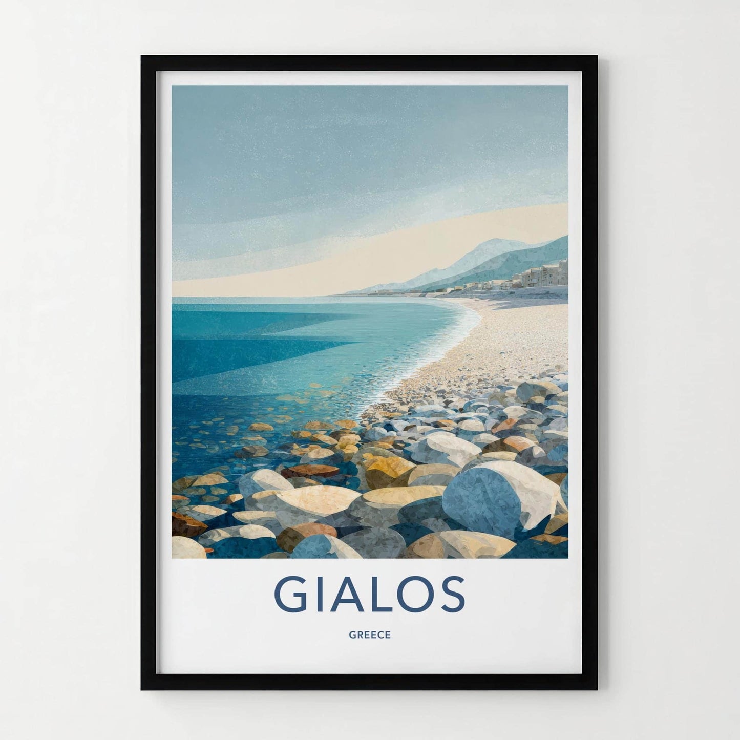 Gialos Poster - Greece Travel Art - Pebble Beach Shore Home Decor