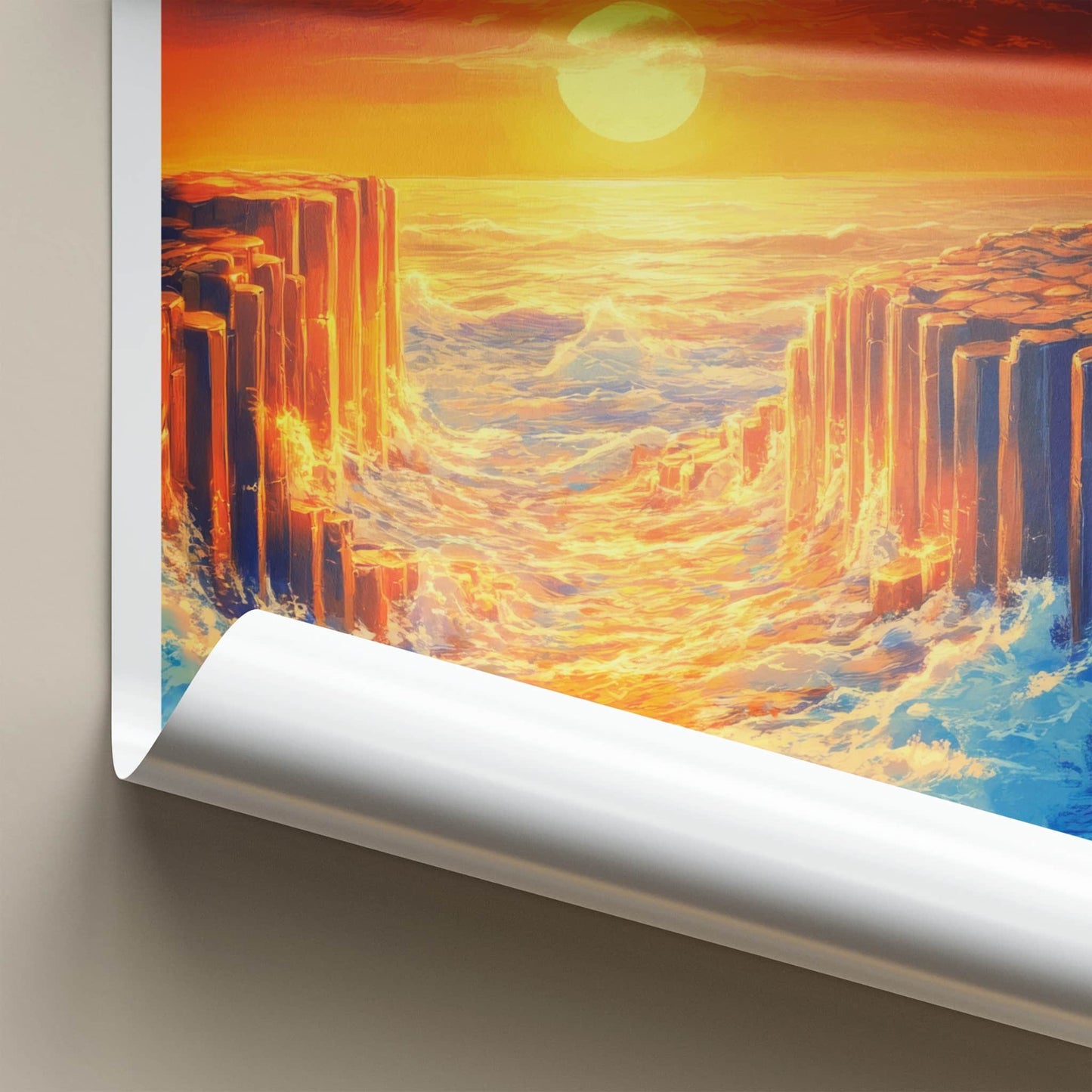 Giant's Causeway Poster - Northern Ireland Fine Art - Ocean Wave Pillars Gift